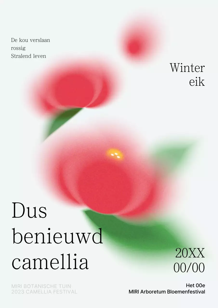 Promoot het cameliafestival met een eenvoudige rood-witte look