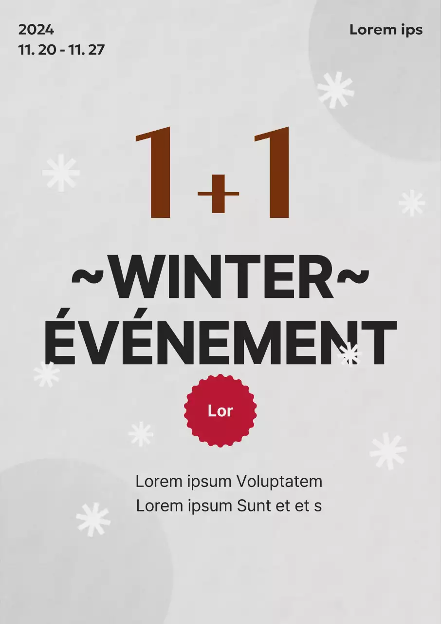 Promotion hivernale mettant en avant l'achat d'un produit, l'obtention d'un produit gratuit avec la typographie du concept Rudolph sur un fond gris clair
