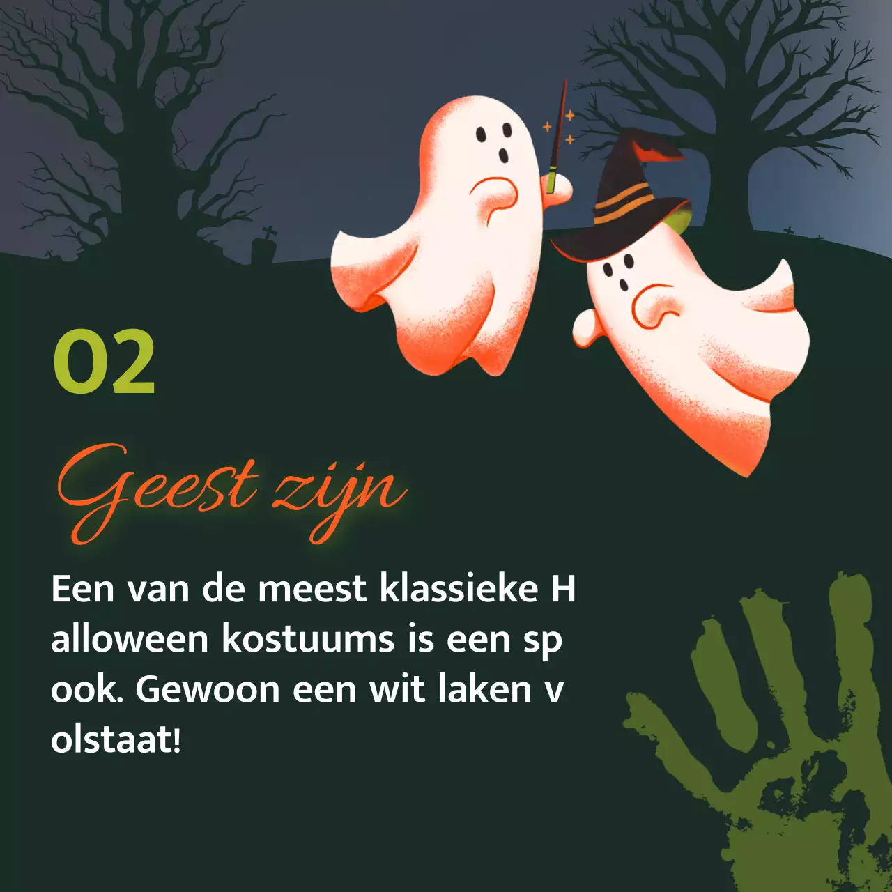 Maak kennis met het groene en oranje sci-fi Halloweenkostuum