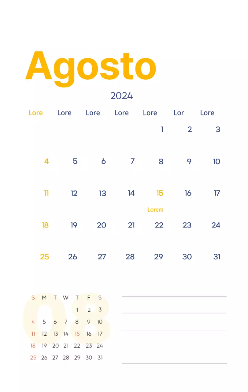 Calendario di lavoro con splendide illustrazioni