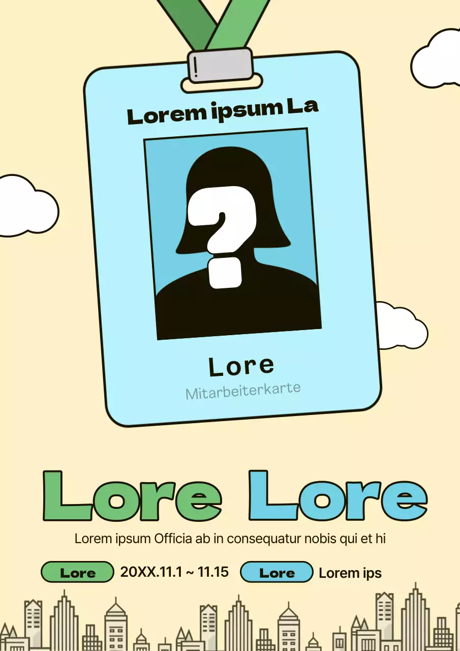 Eine einfache grüne und hellblaue Stellenausschreibung