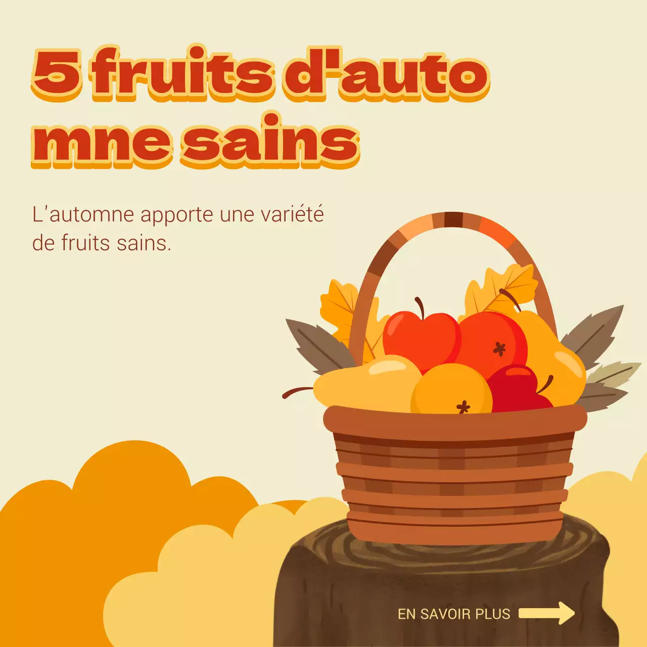 Des couleurs simples, beige et orange, pour promouvoir les fruits de saison