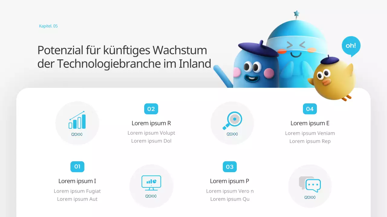 Ein kitschiges, blau-gelbes, futuristisches, technisches Vorausschau-Trainingsdeck