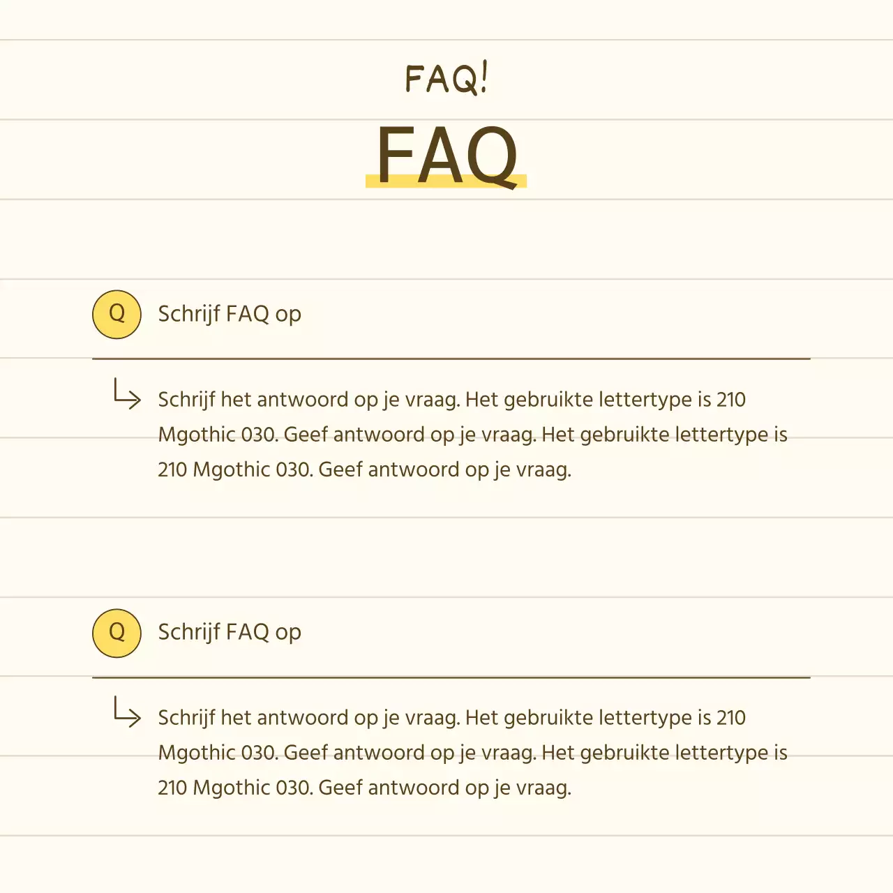 Een eenvoudig verhalend productpraatje in geel en beige