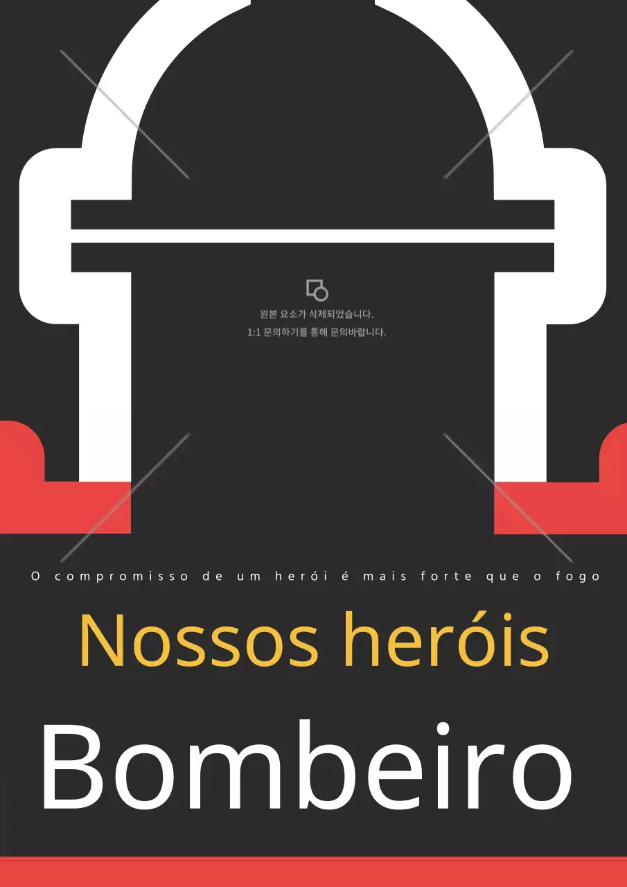 Promover uma ilustração simples de um bombeiro em amarelo e vermelho sobre um fundo preto