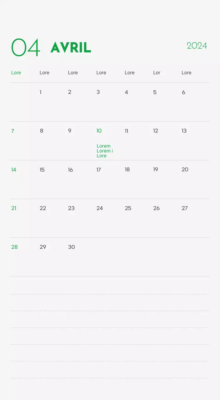Un calendrier avec la photo d'un chiot et un message mignon aux accents verts.