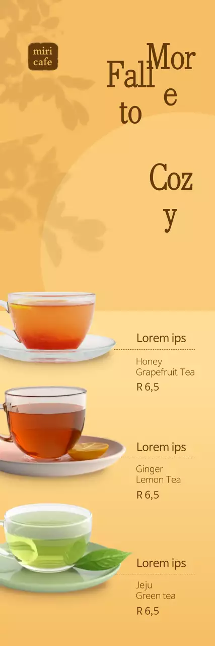 Introducing a yellow, fall-inspired cafe tea menu