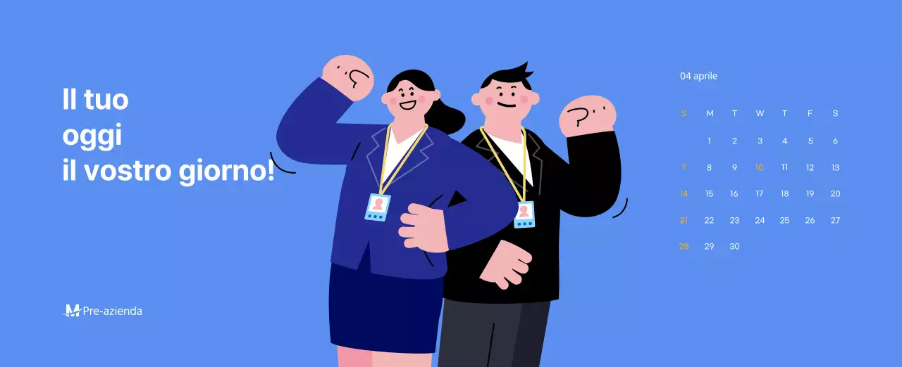 Calendario motivazionale con illustrazioni energetiche e citazioni positive su sfondo azzurro