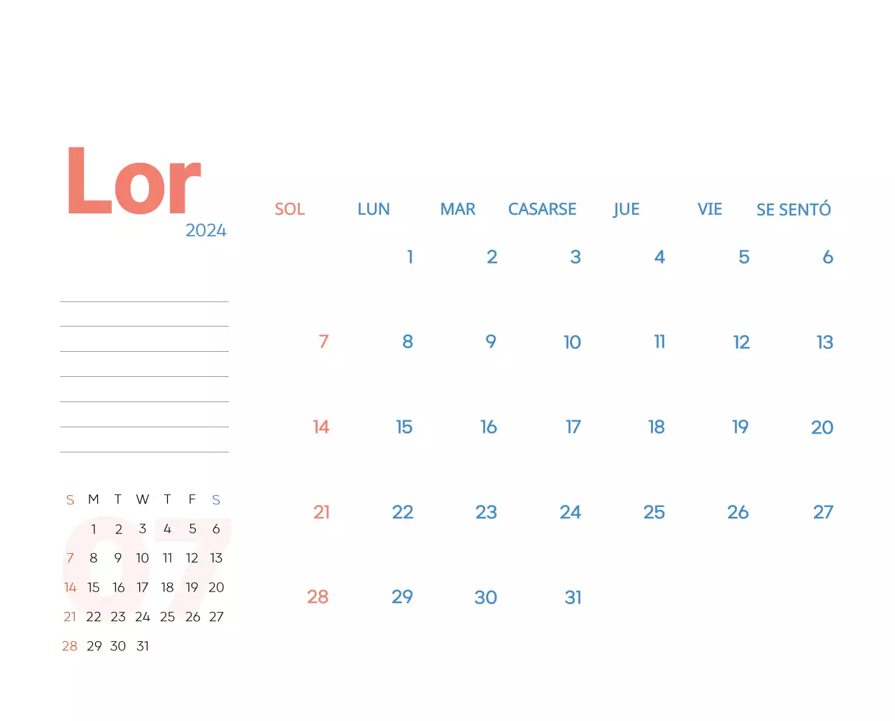 Calendario laboral con bellas ilustraciones