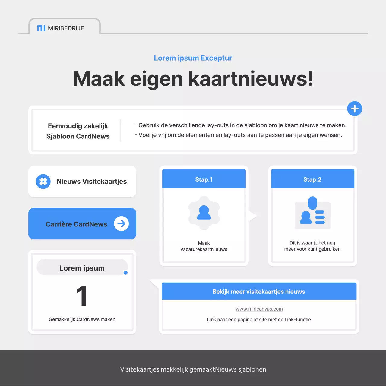 Een eenvoudige bedrijfsvacature in blauw en grijs