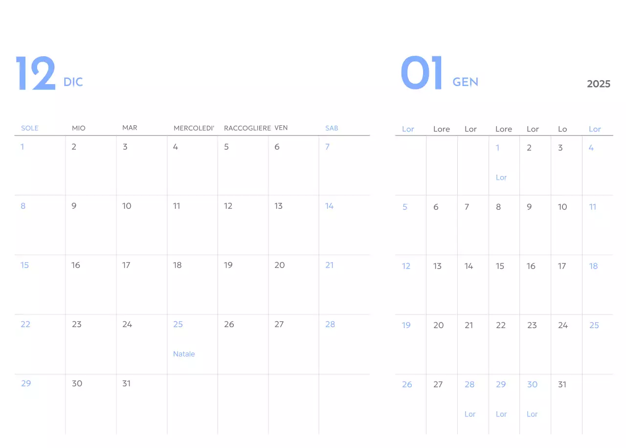 Calendario con tracker degli obiettivi con accenti blu