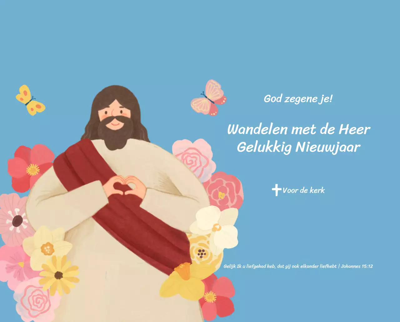 Een devotiekalender met gezellige illustraties en bijbelverzen op een lichtblauwe achtergrond