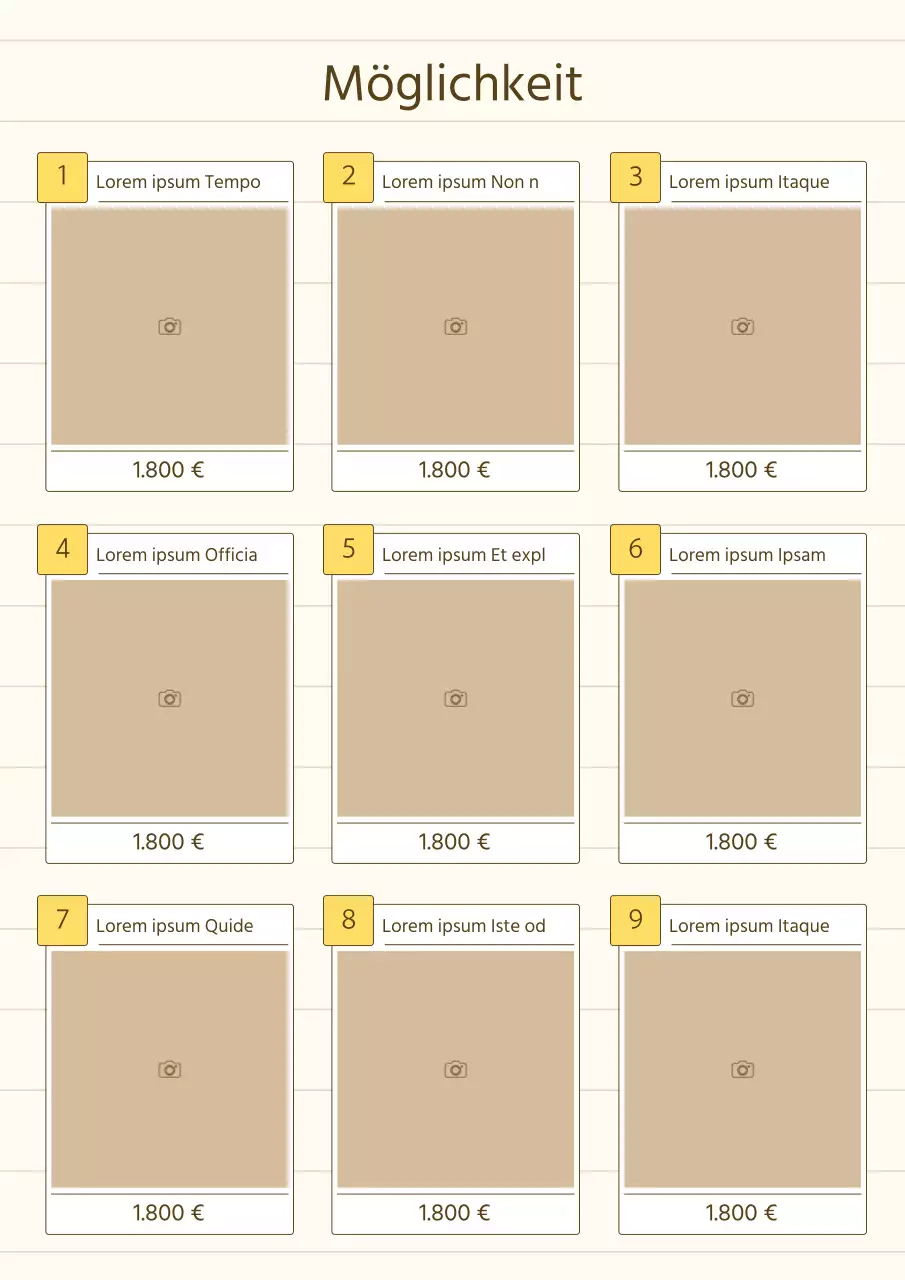 Eine einfache Storytelling-Produktpräsentation in Gelb und Beige