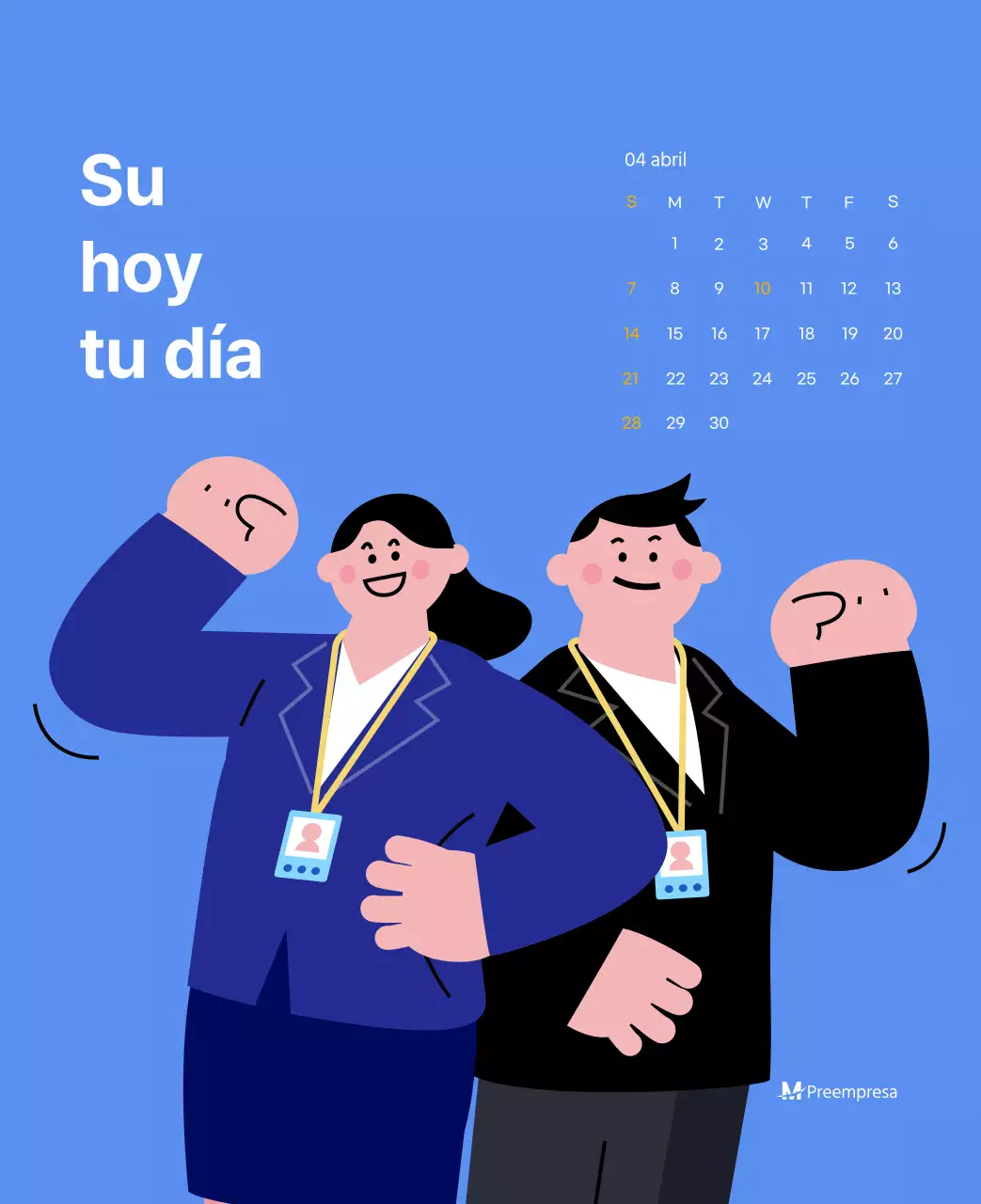 Calendario motivacional con ilustraciones llenas de energía y citas positivas sobre fondo azul claro