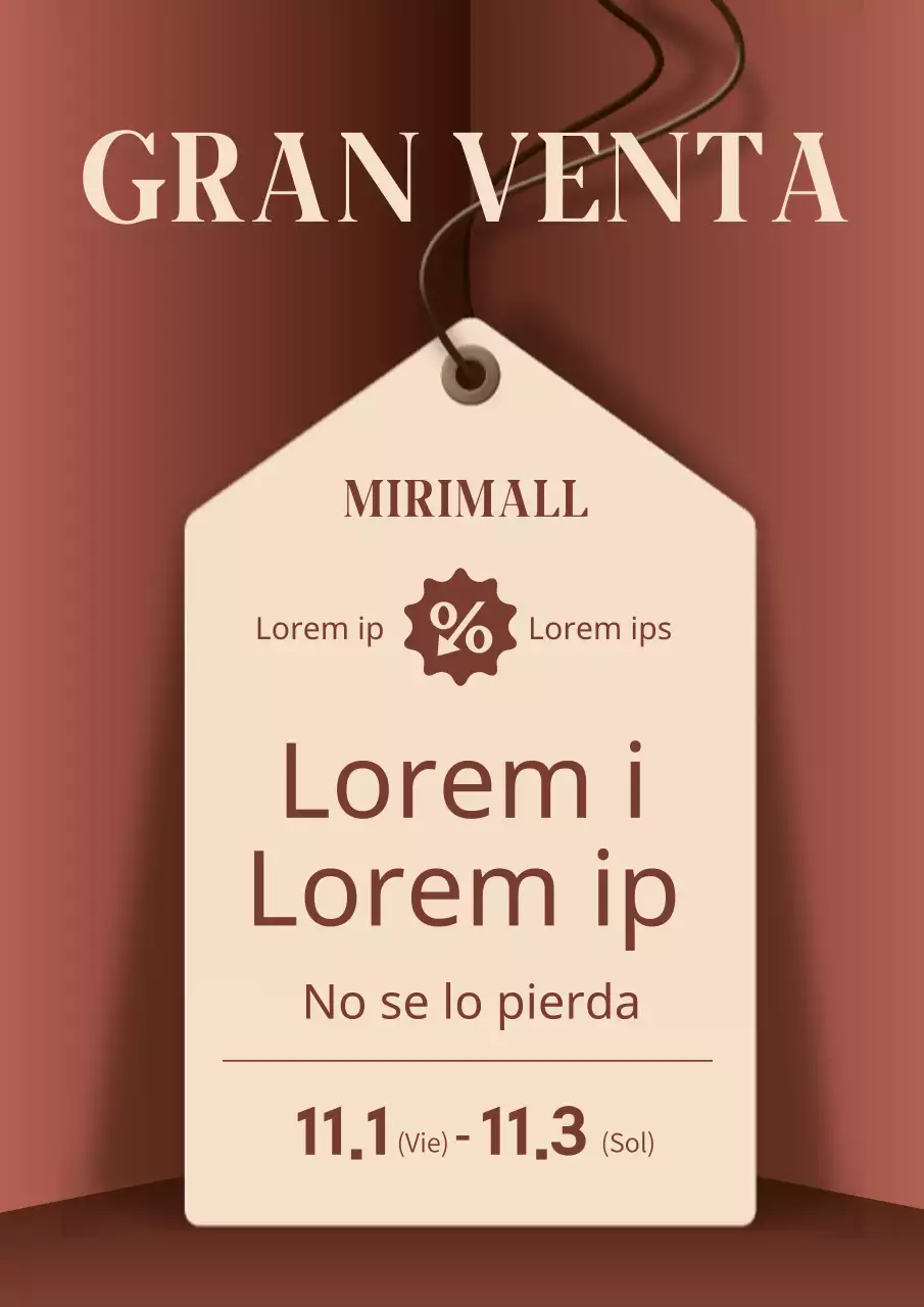 Un sencillo anuncio de oferta en marrón y beige