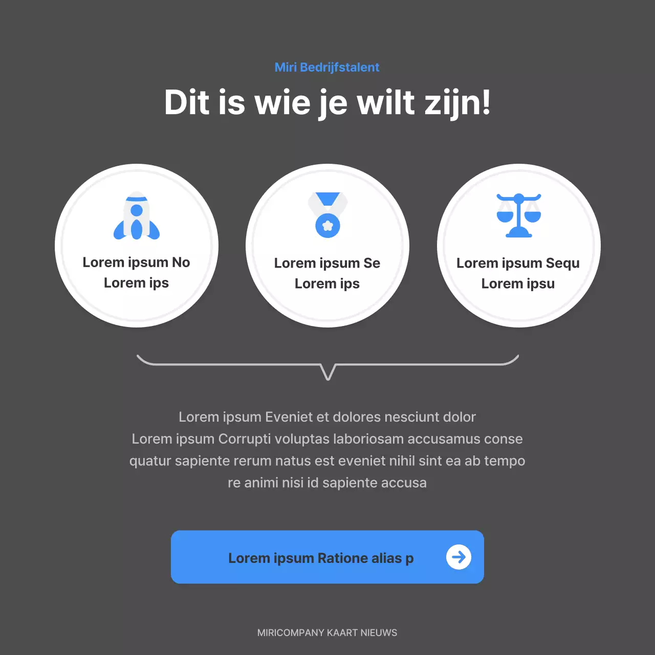 Een eenvoudige bedrijfsvacature in blauw en grijs