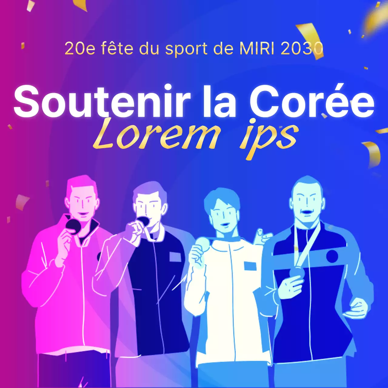 Promouvoir le soutien moderne aux Jeux asiatiques en violet et bleu