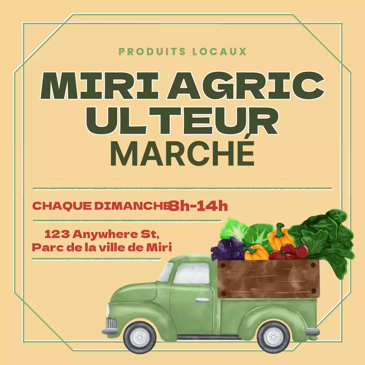 Un guide des marchés de producteurs vintage en beige et vert