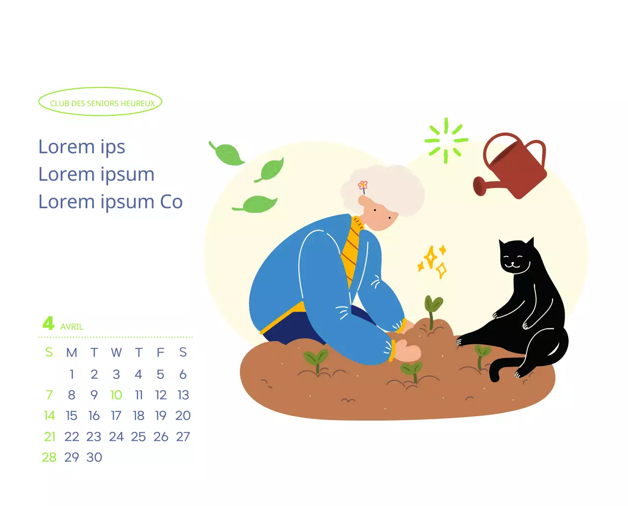 Calendrier de travail avec de belles illustrations