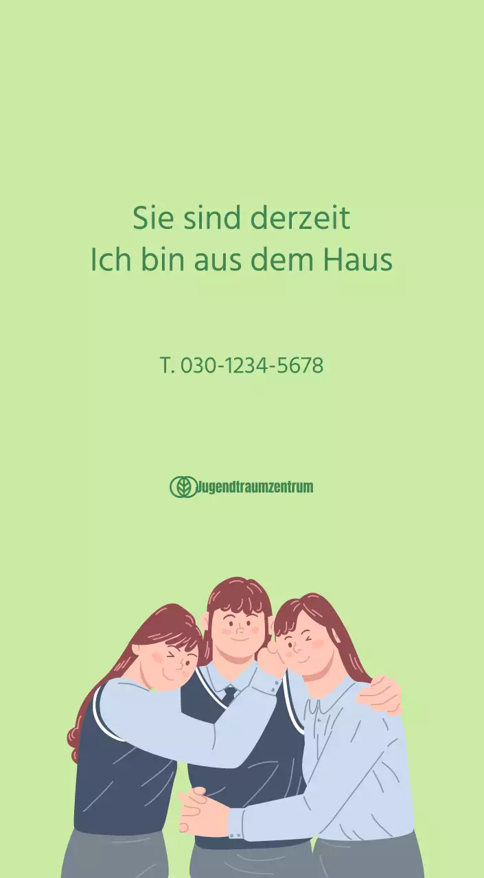 Kalender mit Jugendillustrationen auf gelbem und grünem Hintergrund