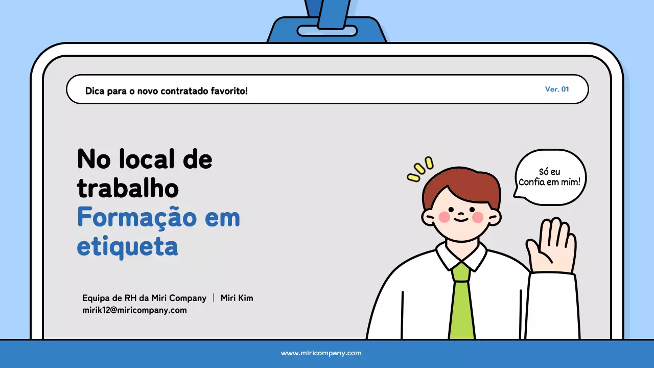 Um bonito baralho de formação para novos contratados em azul claro e preto
