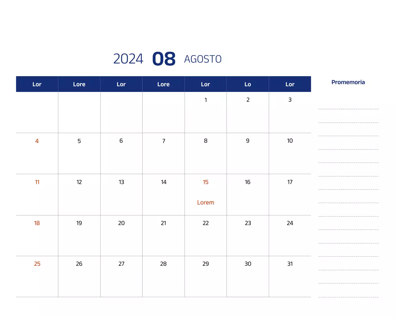 Calendario semplice con illustrazioni pulite in blu