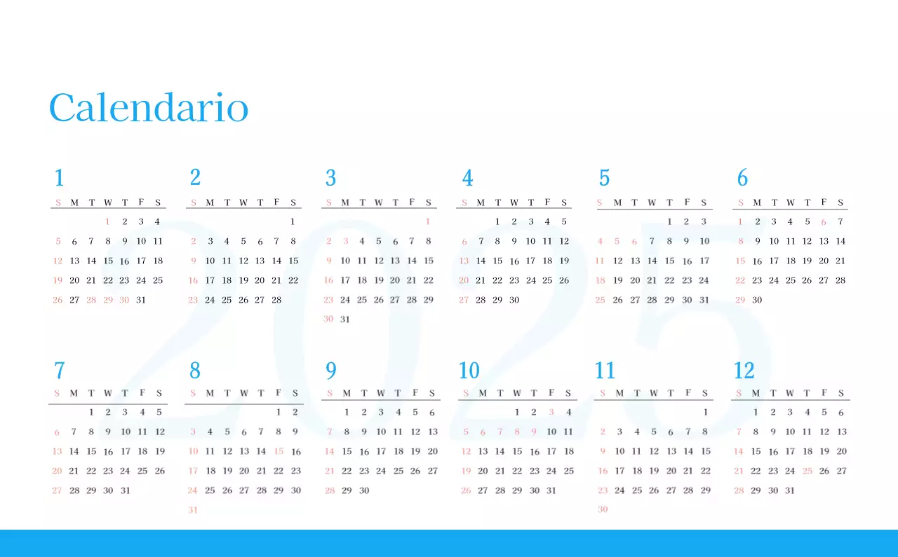 Calendario ecclesiastico blu di concezione moderna
