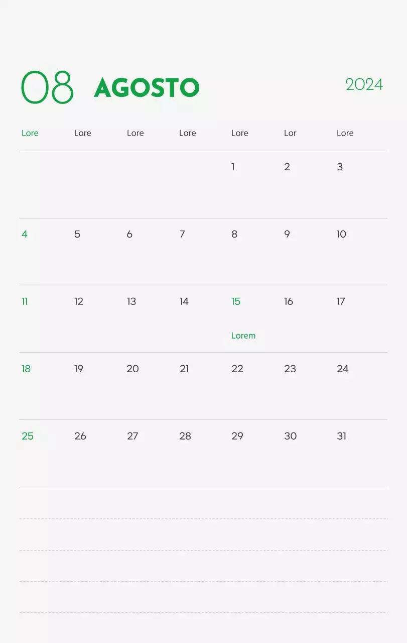 Un calendario con la imagen de un cachorro y un bonito mensaje en tonos verdes.