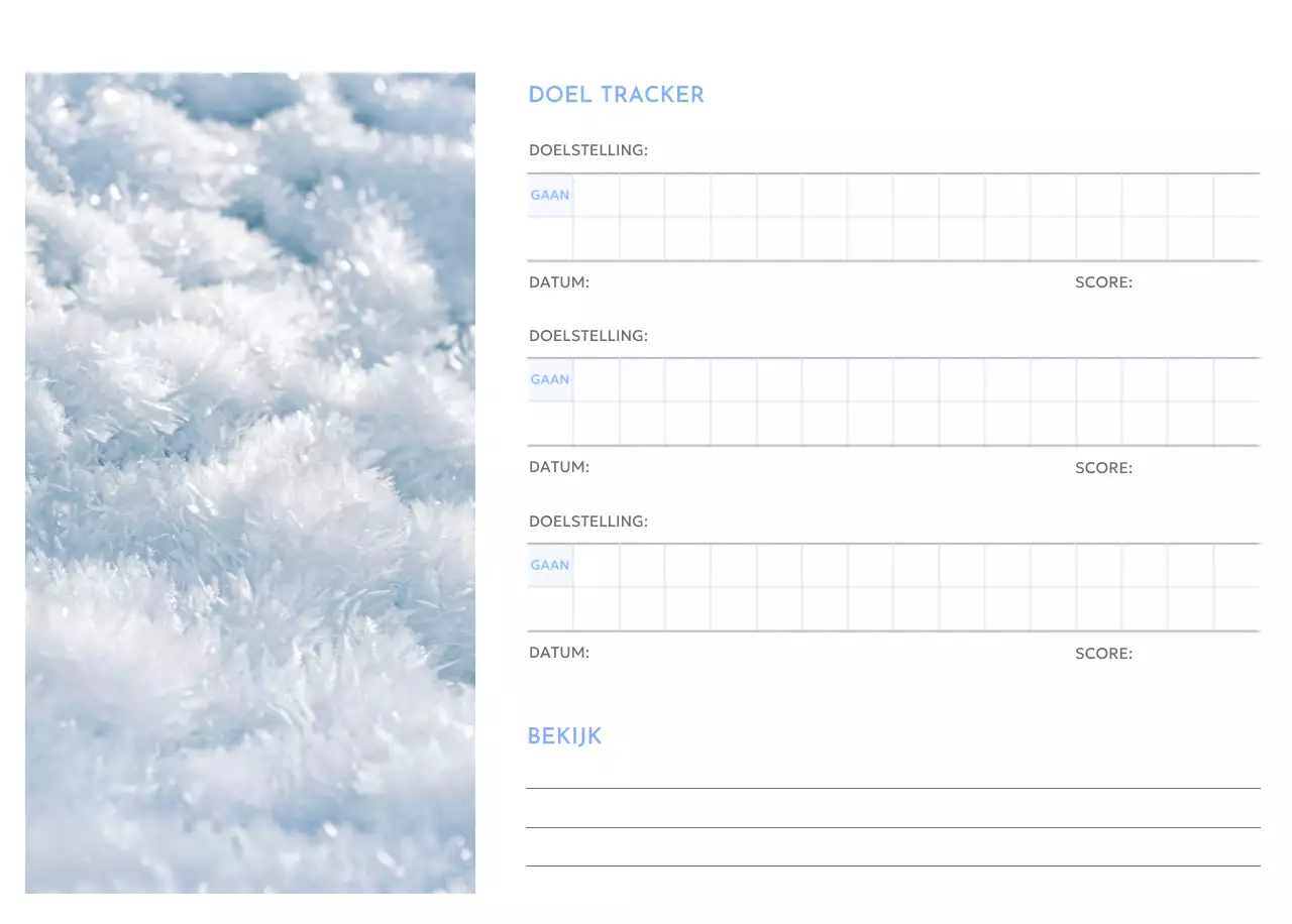 Goal tracker kalender met een vleugje blauw