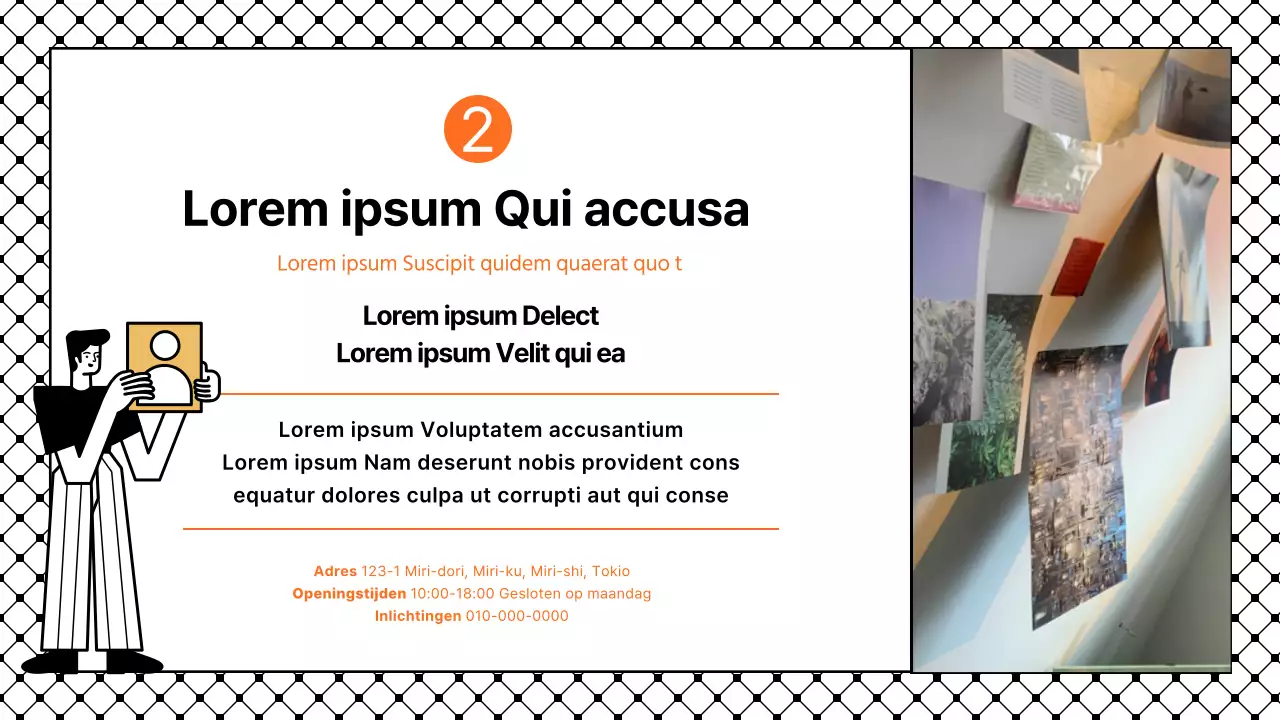 Eenvoudige presentatie met zwarte en oranje accenten