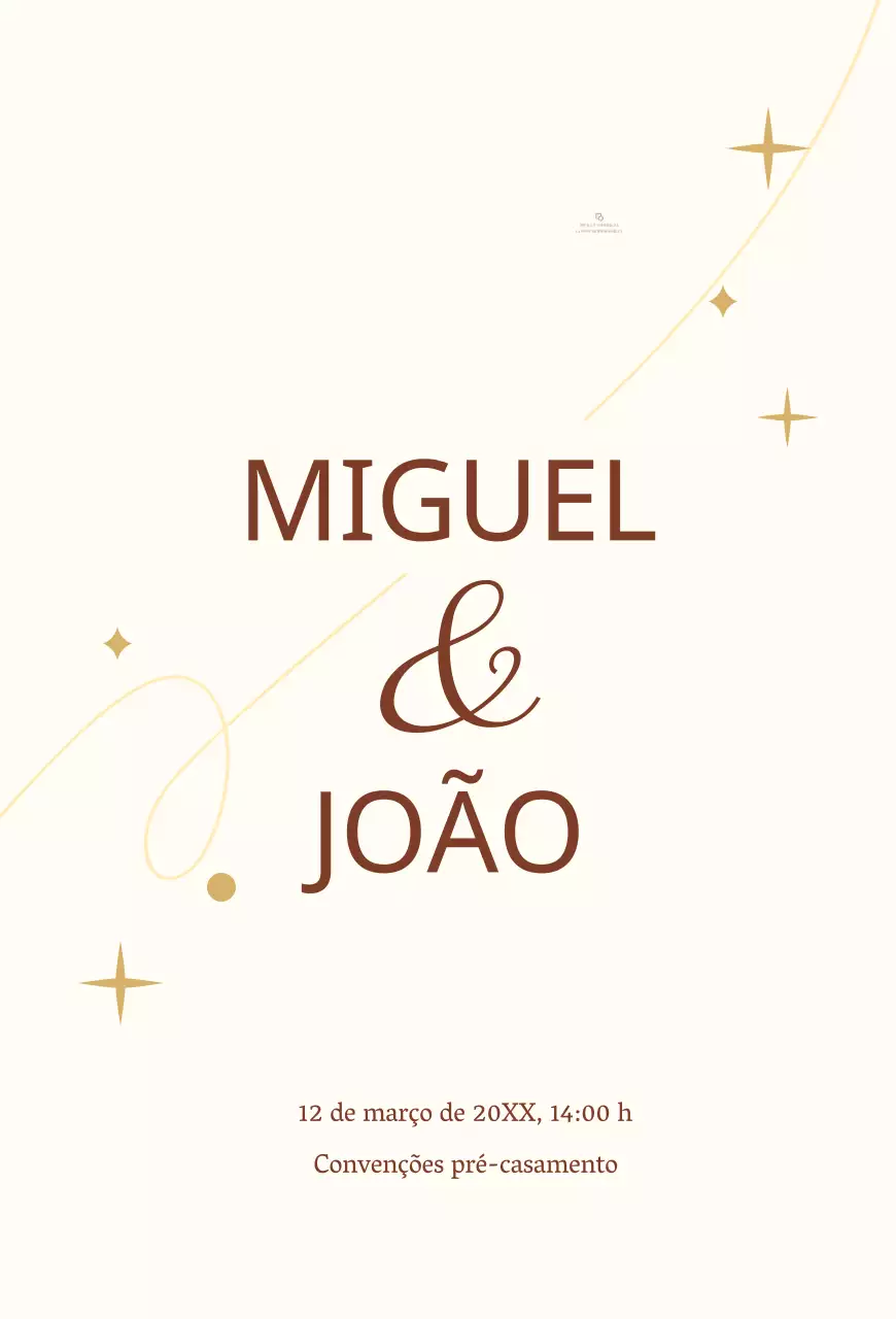 Um convite de casamento de conceito sentimental com uma estrela amarela clara e uma ilustração de linhas