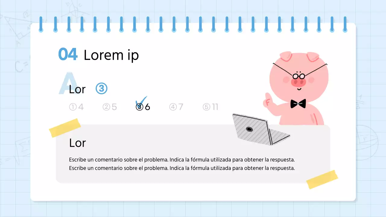 Material escolar de matemáticas kitsch en azul claro y amarillo