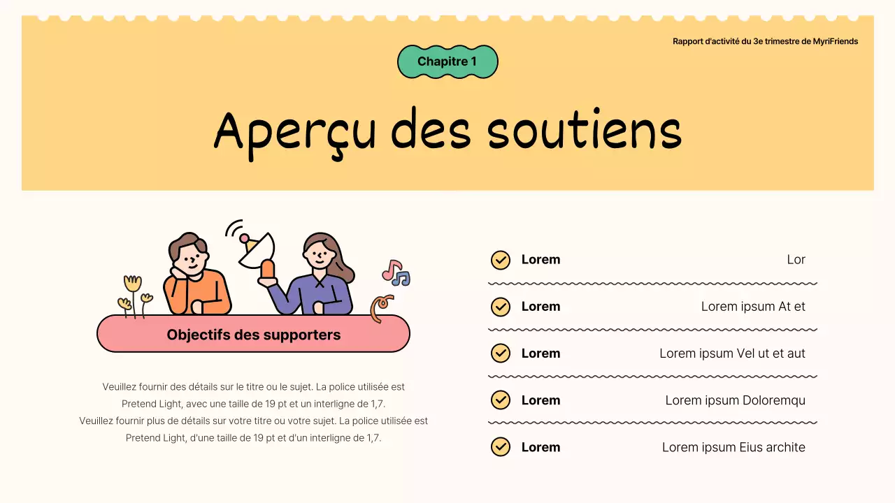  Rapports d'activité des supporters vert et jaune kitsch