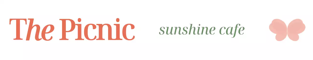 녹색과 핑크색의 단순한 나비 일러스트가 있는 따뜻한 감성 컨셉의 카페용