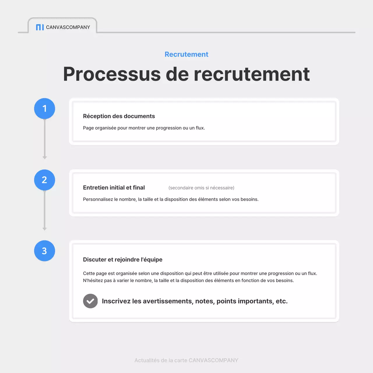 Une simple annonce d'emploi d'entreprise en bleu et gris