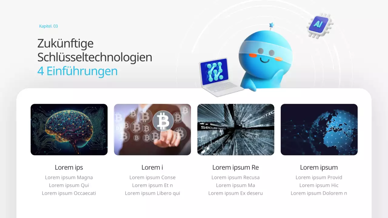 Ein kitschiges, blau-gelbes, futuristisches, technisches Vorausschau-Trainingsdeck