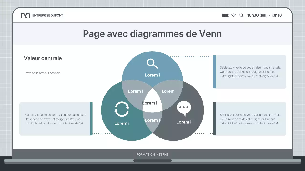 Présentation simple de formation interne en bleu clair et gris