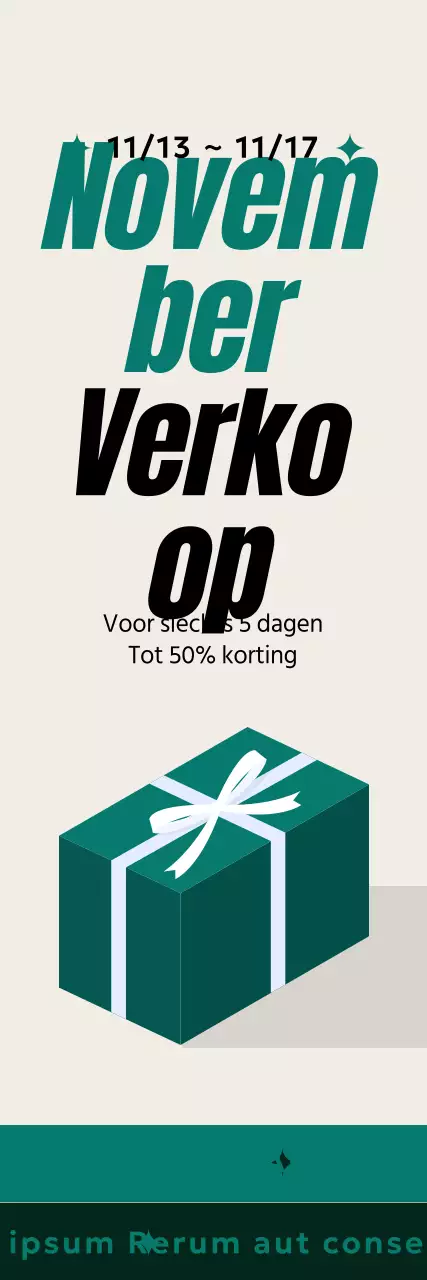 Novemberpromotie met een geschenkdoosafbeelding in een diepgroen kleurenschema