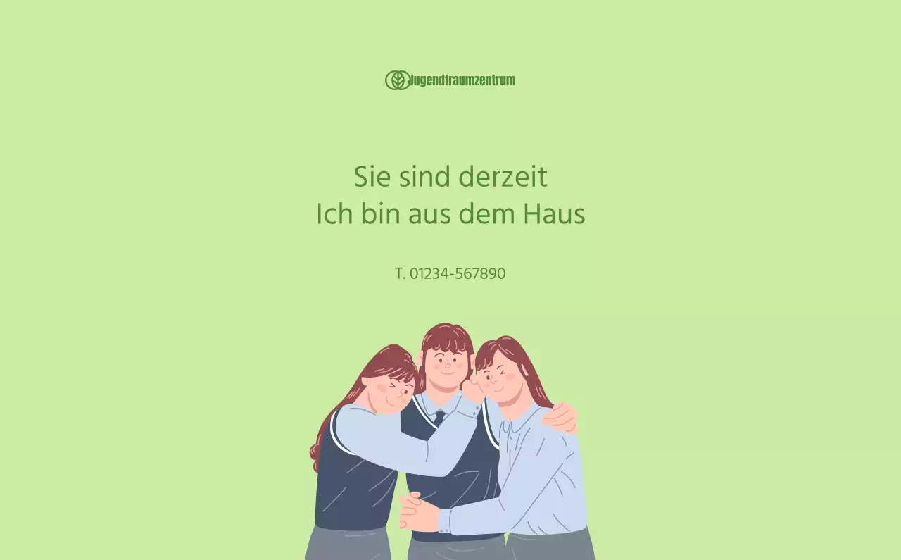 Kalender mit Jugendillustrationen auf gelbem und grünem Hintergrund