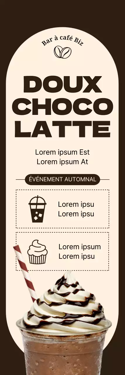 Bannière chocolatée à bordure circulaire avec une liste d'événements automnaux