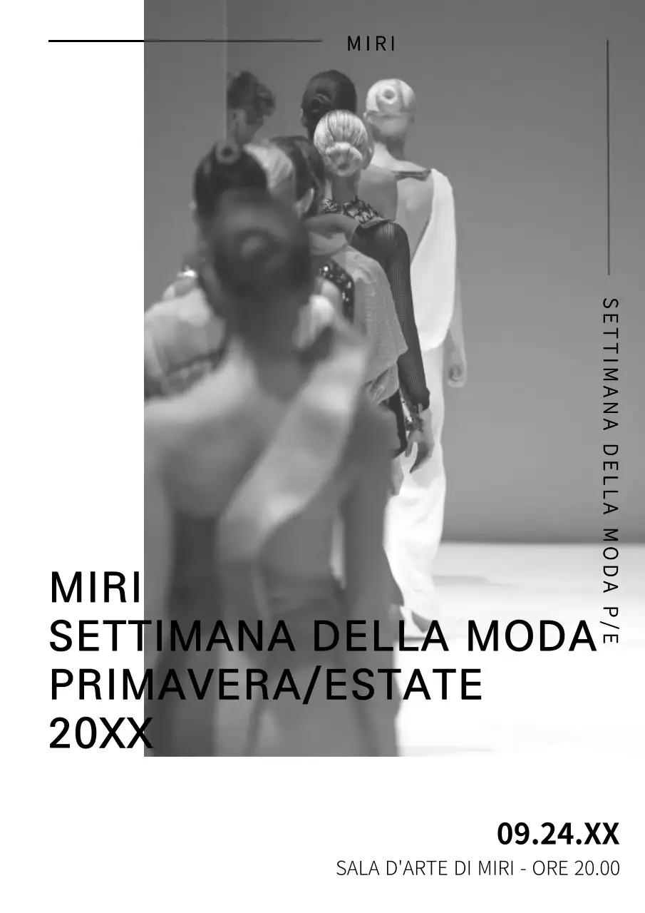 Promuovere una sfilata di moda classica in bianco e nero