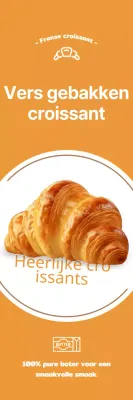 Promoot een bakkerij met een afbeelding van een croissant op een oranje achtergrond