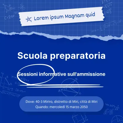 Promuovere una semplice fiera delle ammissioni in blu e blu navy