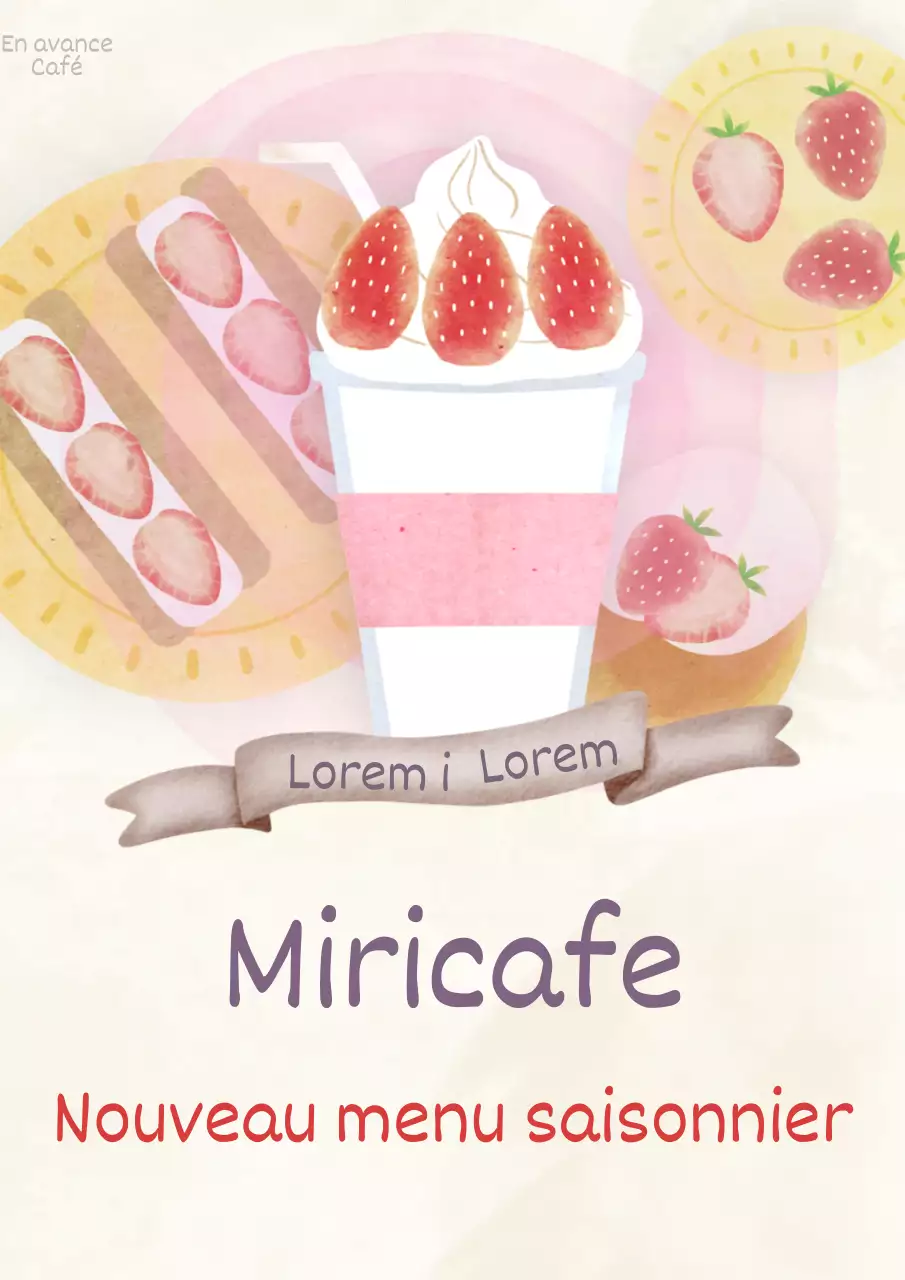 Promouvoir un menu de café branché en ivoire et rose