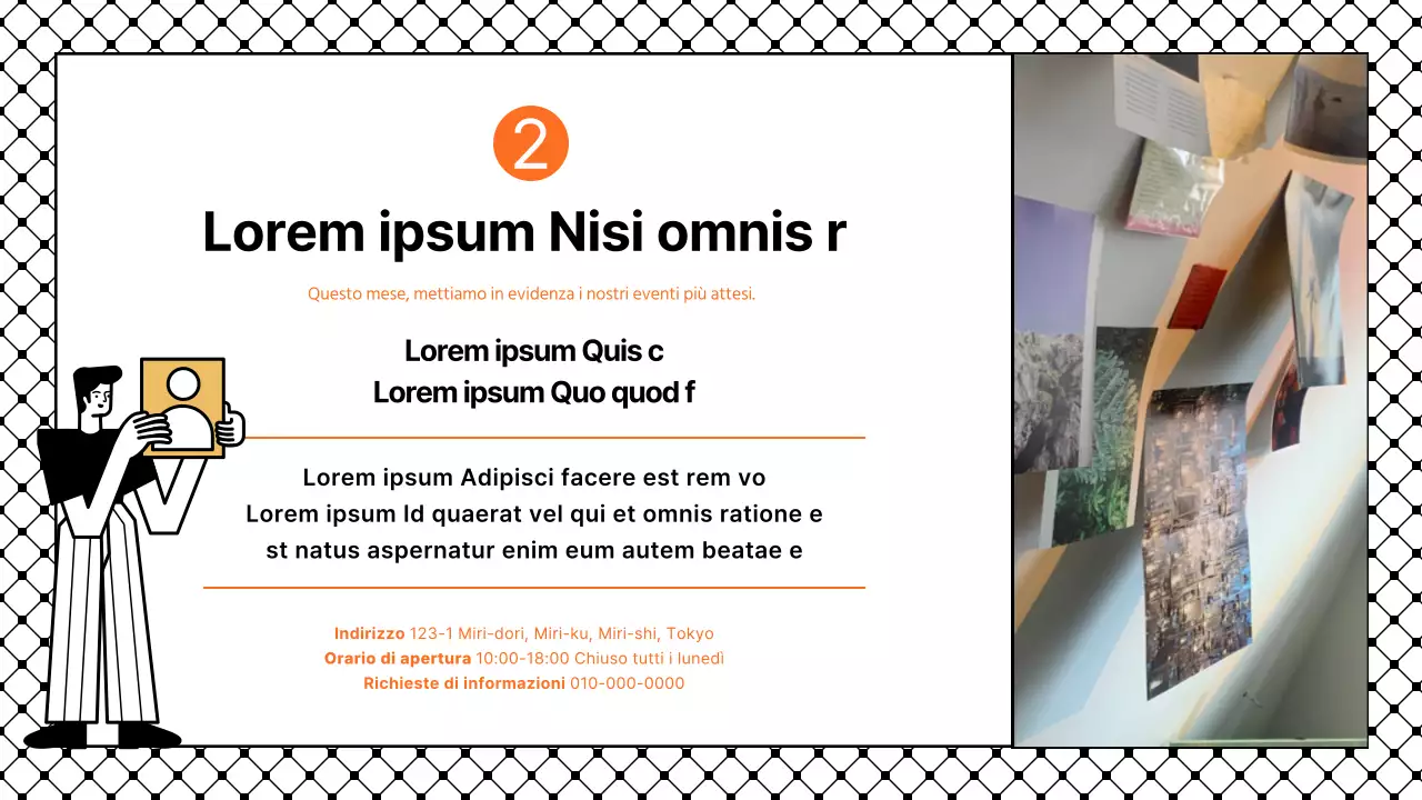 Presentazione semplice con accenti neri e arancioni