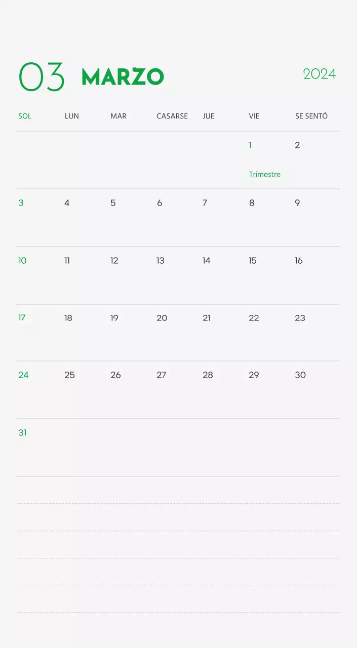 Un calendario con la imagen de un cachorro y un bonito mensaje en tonos verdes.
