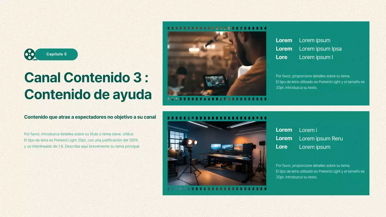 Resumen de contenidos de vídeo vintage en verde y beige