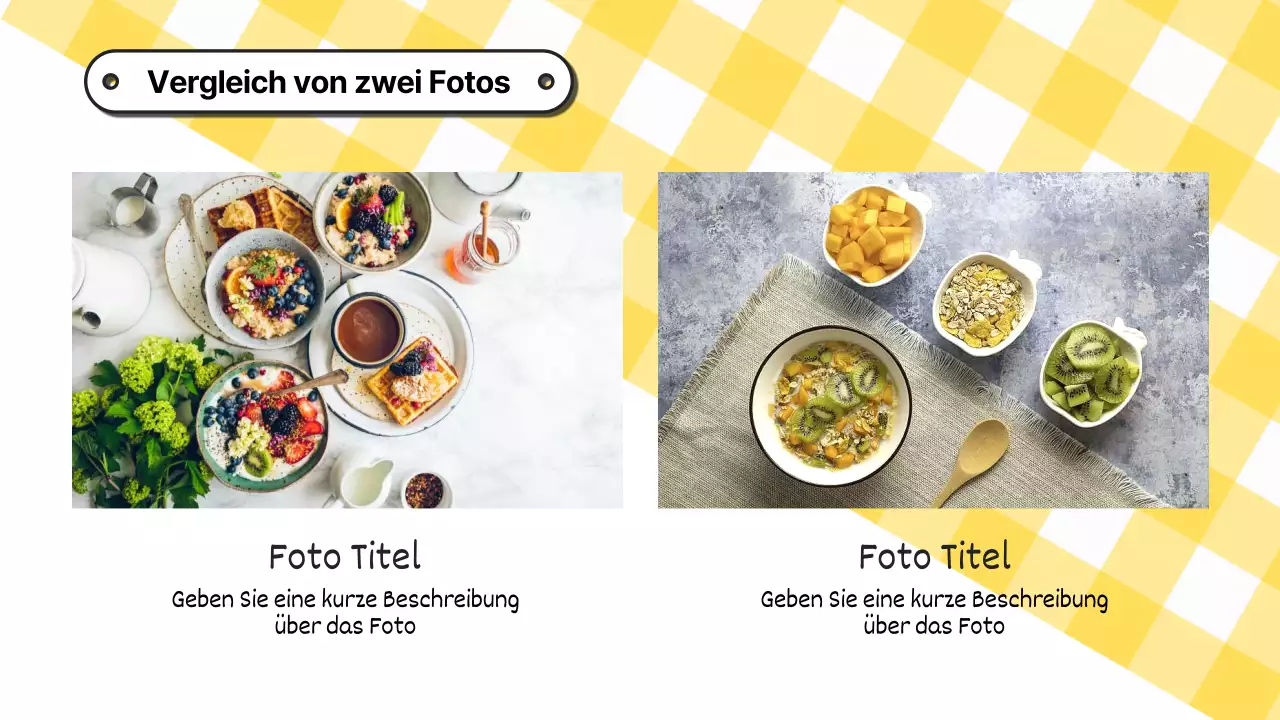 Trendy Foto-Collage Vorschlag in weiß und gelb