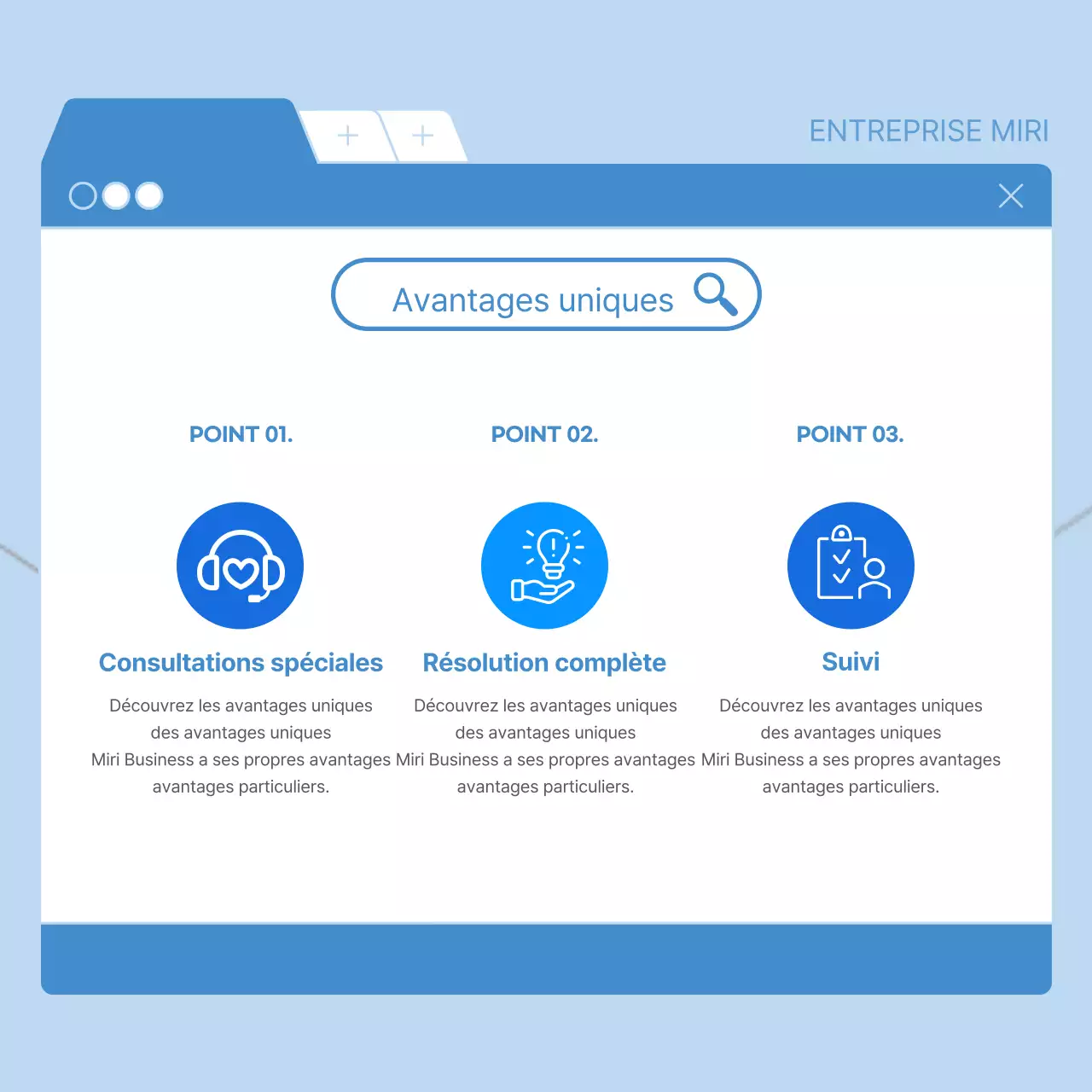 Promotion d'entreprise moderne en bleu et blanc