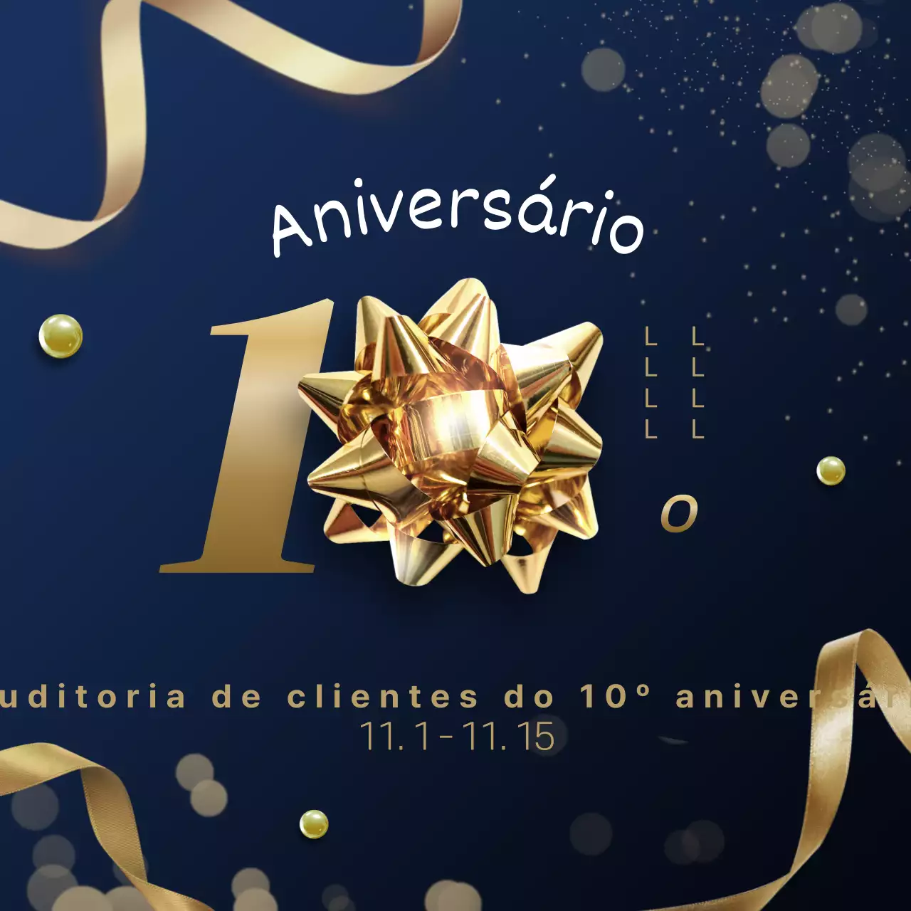 Promover uma luxuosa venda de aniversário em dourado e azul-marinho
